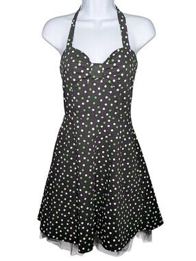 Pulse Juniors Size Small pin up dress retro rockabilly halter whimsigoth Y2K